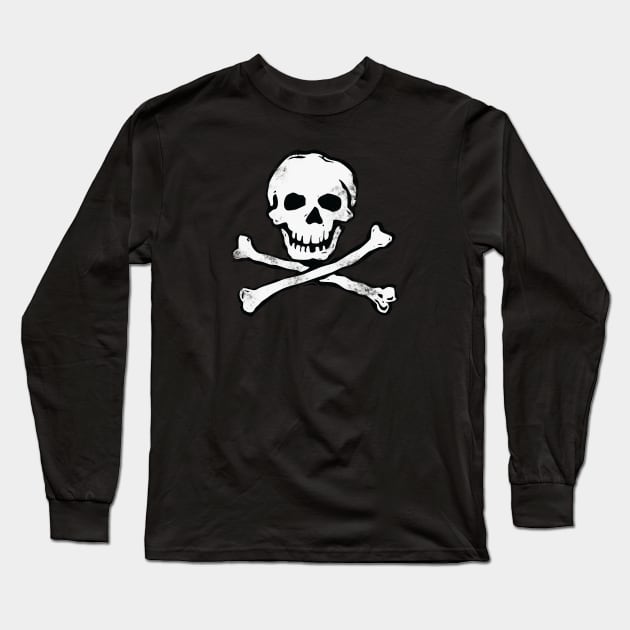 Pirate Skull and Crossbones -Distressed Long Sleeve T-Shirt by callingtomorrow